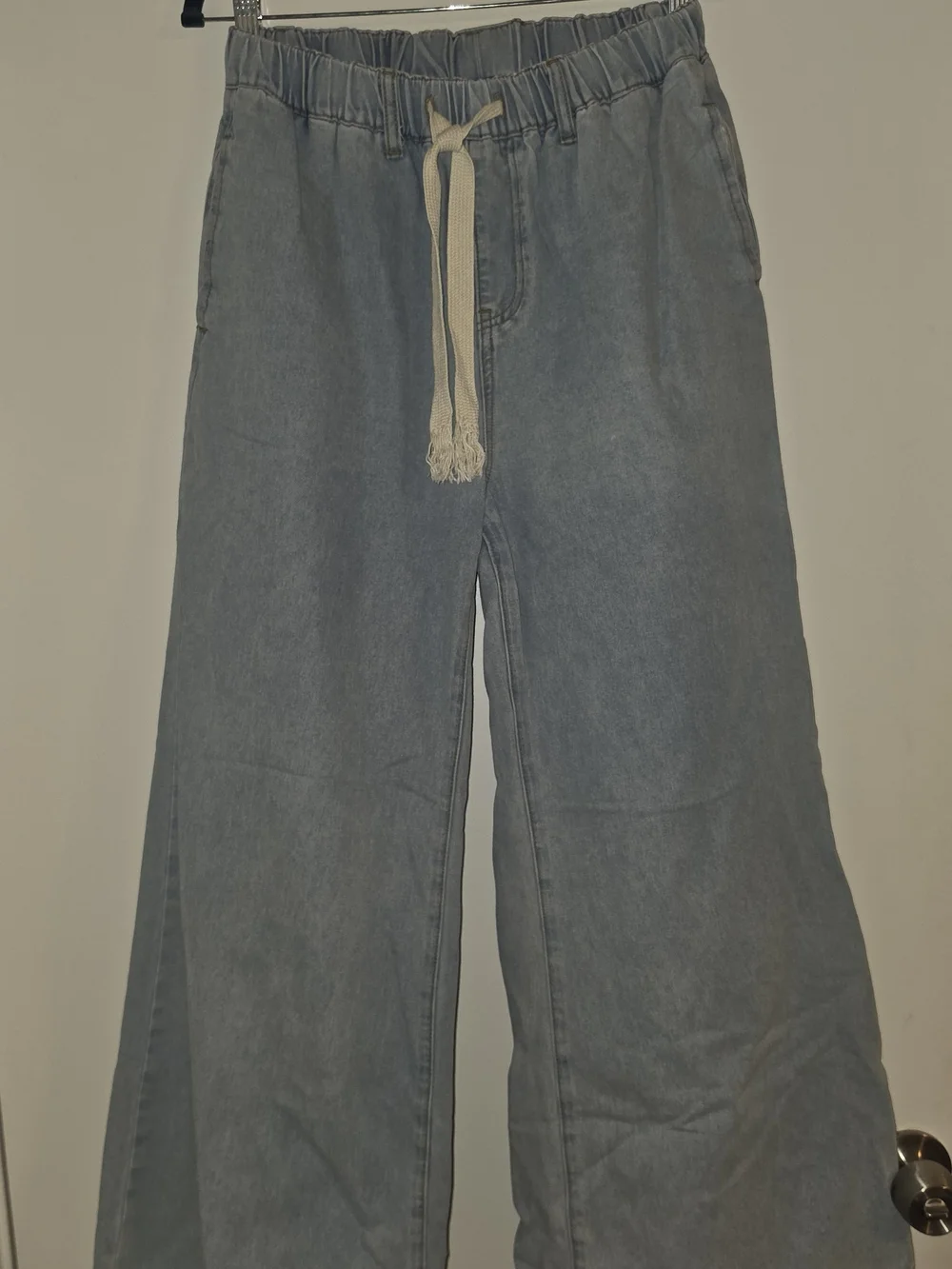 Cider Light Blue Wide-Leg Drawstring Jeans